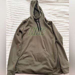Nike Men's Hoodie in Olive with Black Accents